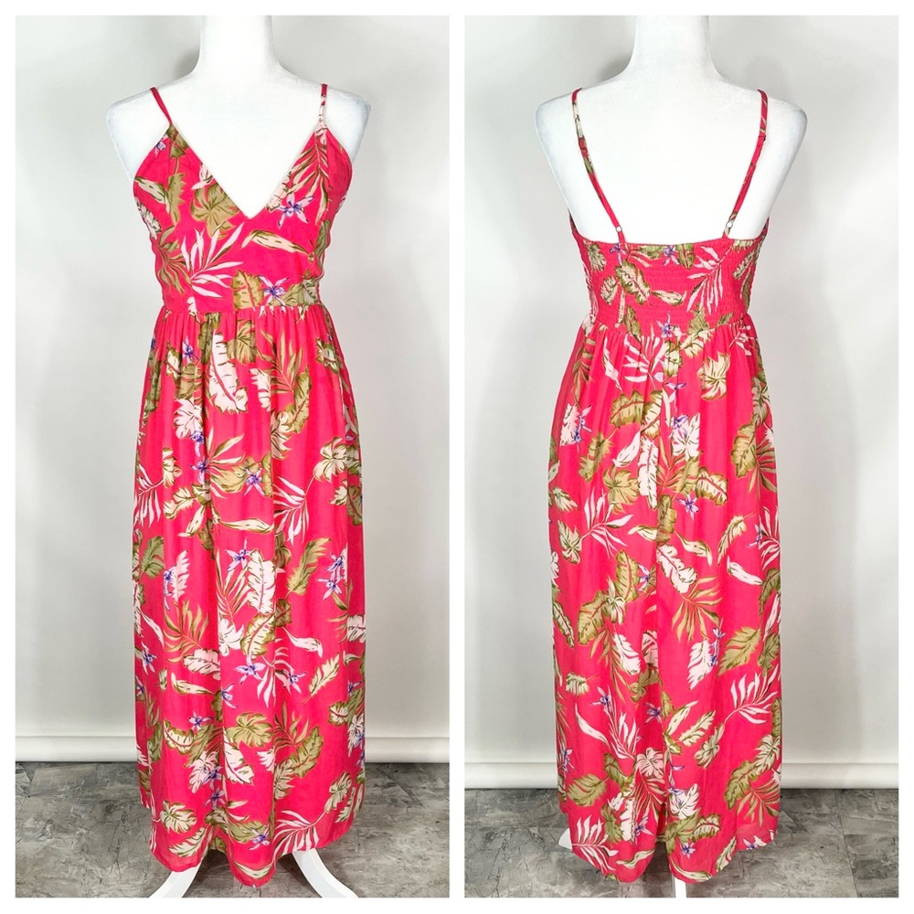 Japna Sleeveless Maxi Dress Floral Leaf Hawaiian Print Size Small